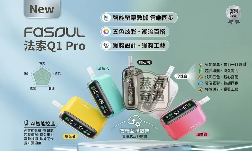 Fasoul Q1 Pro 二回機5色現貨｜IQOS ILUMA相容加熱菸主機｜一彈兩抽・20支續航 加熱菸二次機推薦